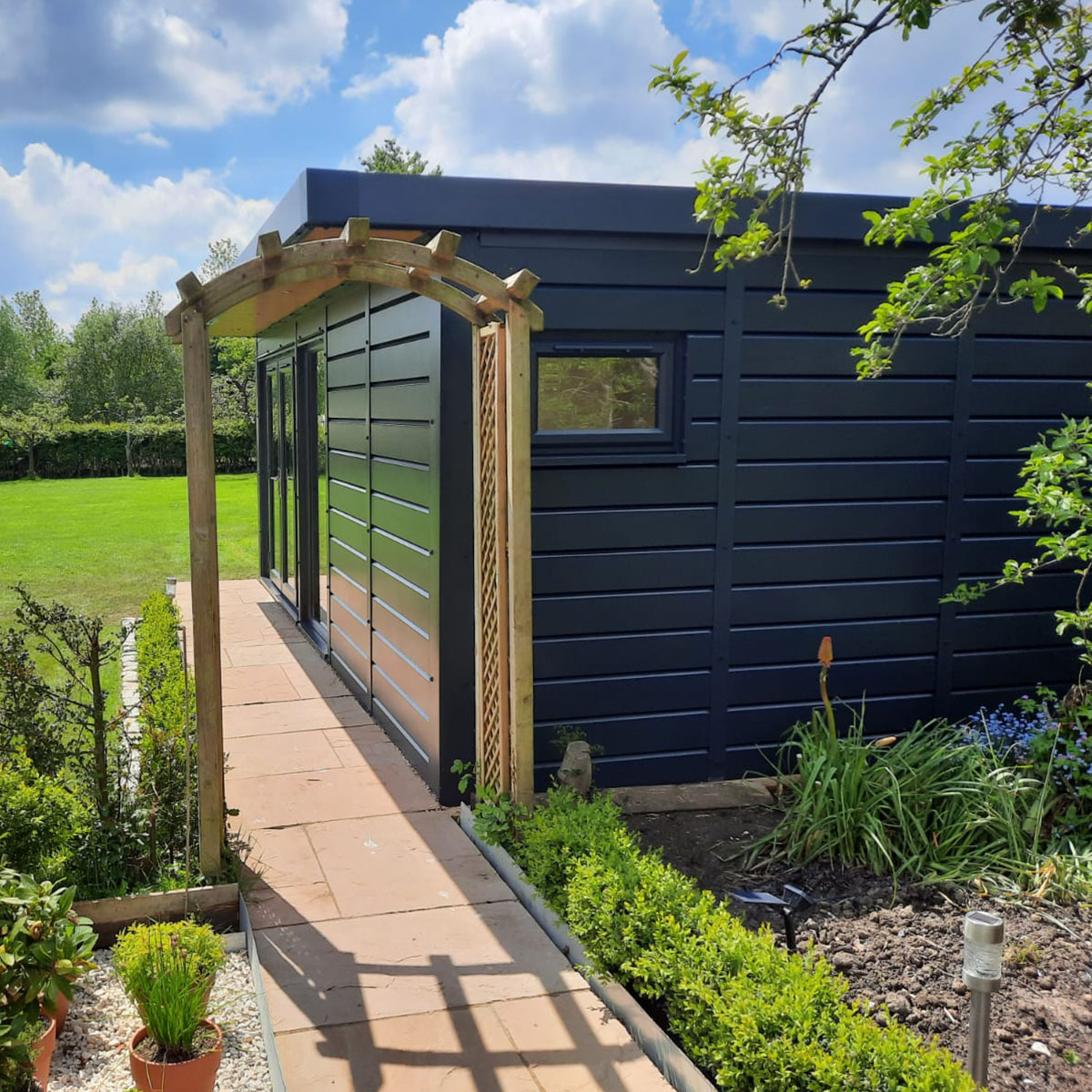 Exterior of garden room in garden